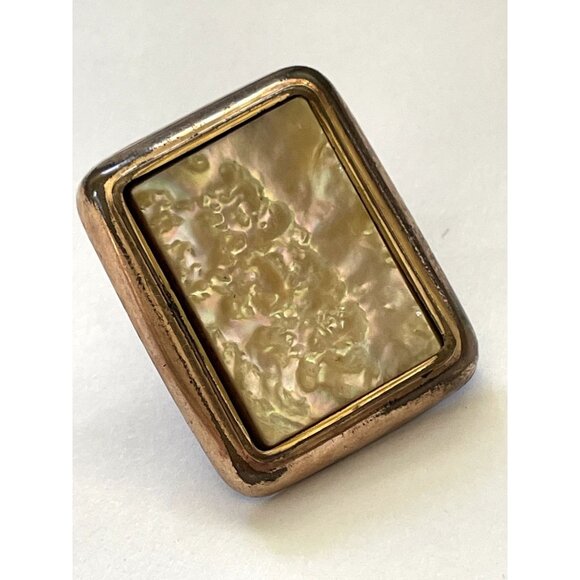 Victorian Rectangular Cuff Links or Buttons Gold Plated With Abalone Shell Front - Picture 9 of 12